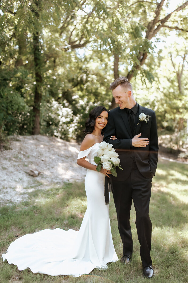 Bride and groom posing