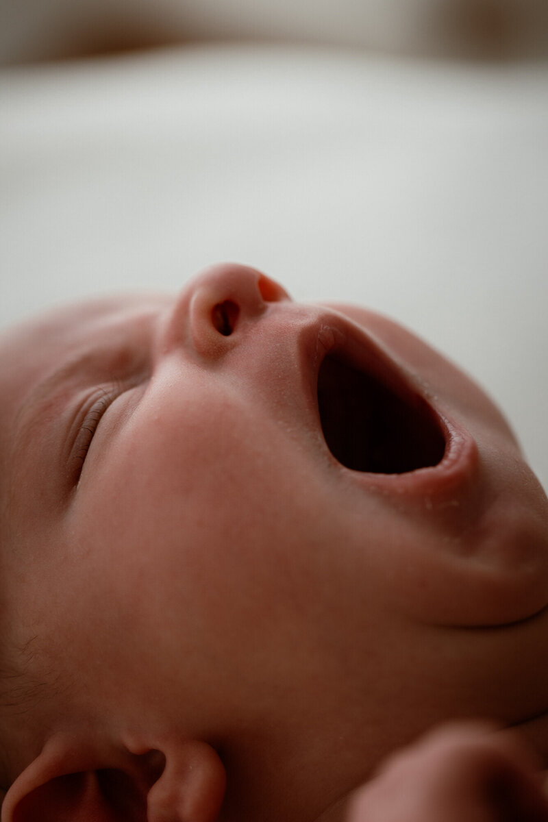 Newborn Photography with a yawning baby