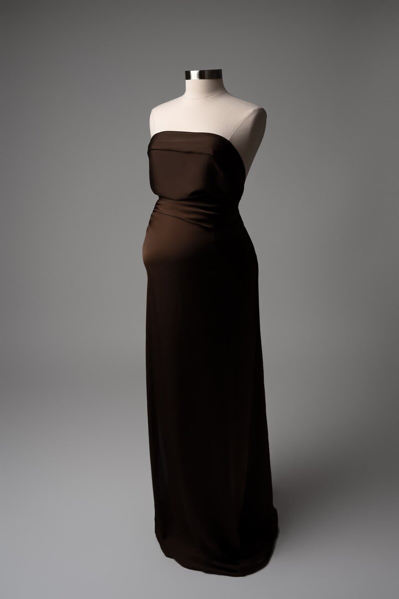 Brown one-piece maternity fabric wrapped strapless

