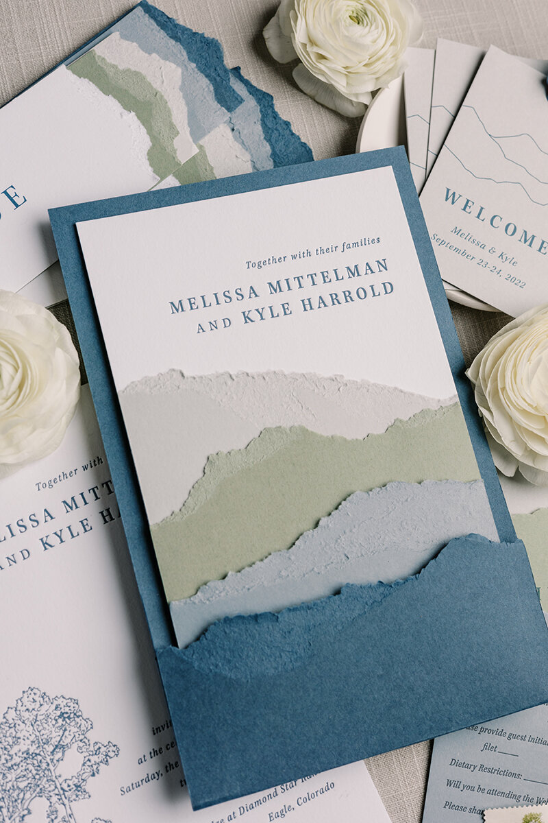 Layered Mountain Wedding Invitation