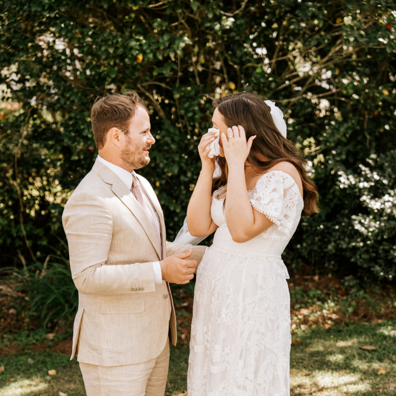colorado elopement photography in the summer, bride and groom first look