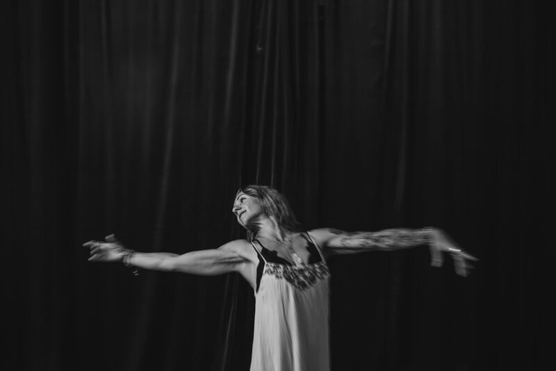 A person dancing in a studio 