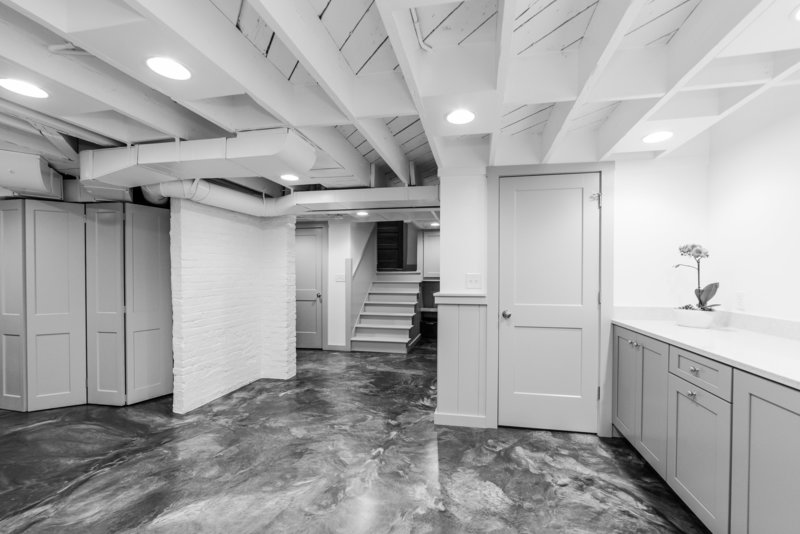 Basement Flooring Cabinets Lighting Doors