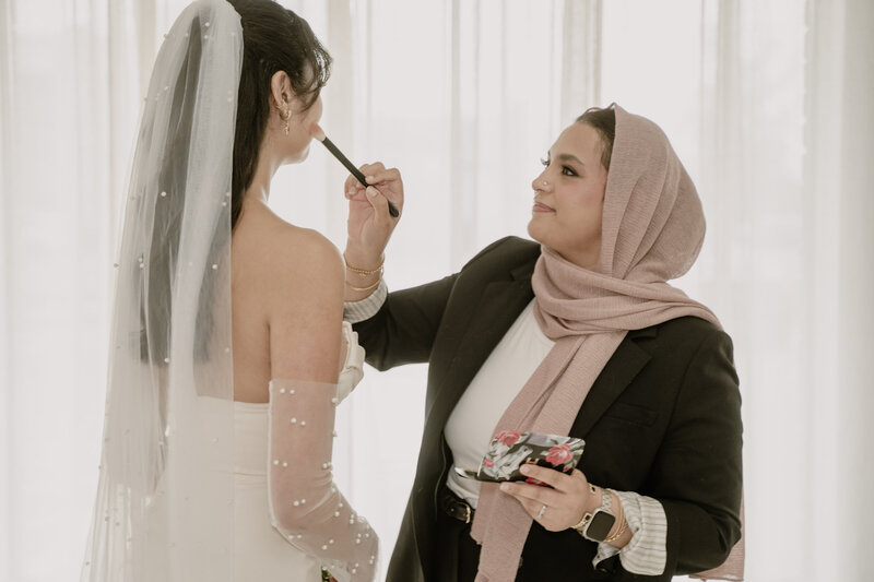 Calm bridal morning makeup session at ODARA studio