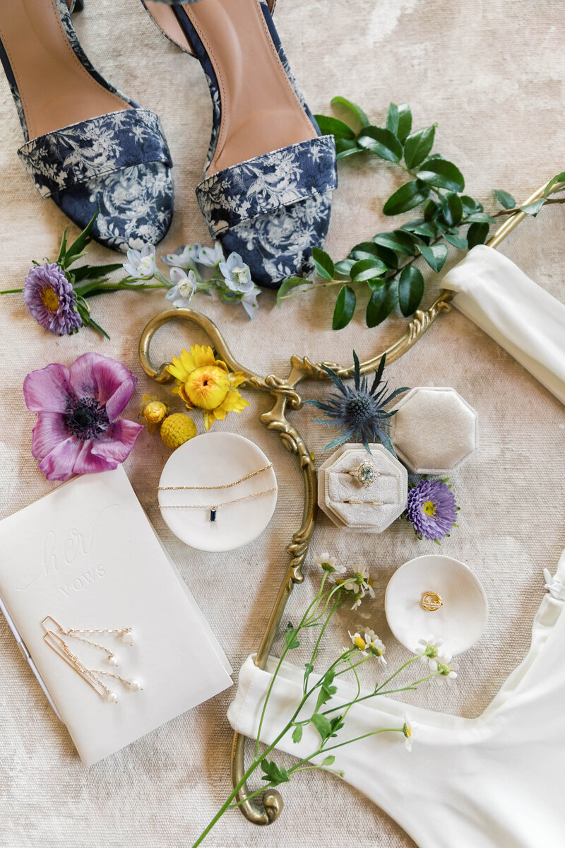 flatlay of shoes and other items