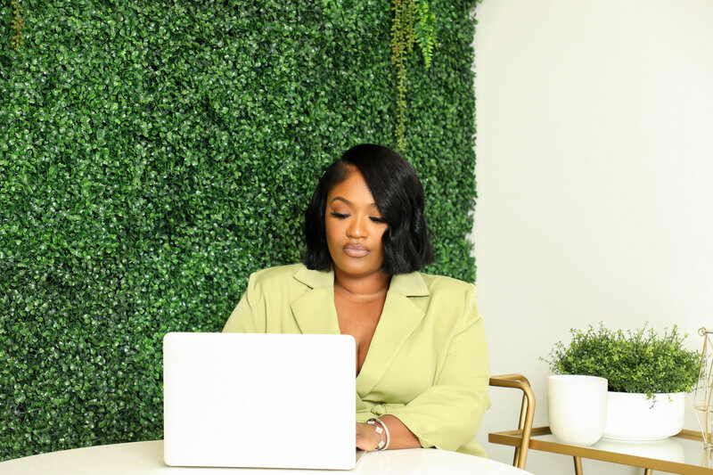 Woman working on laptop