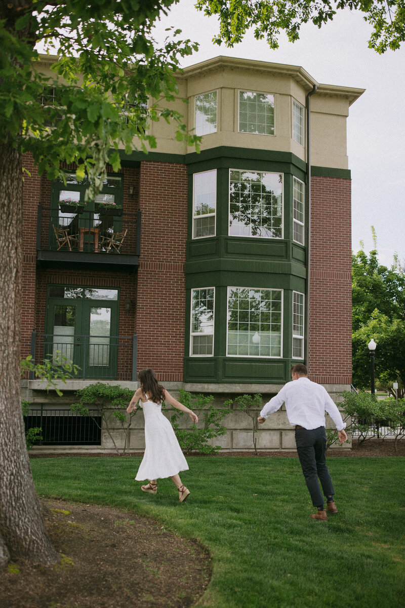 Playful engagement session in Downtown Boise, Idaho