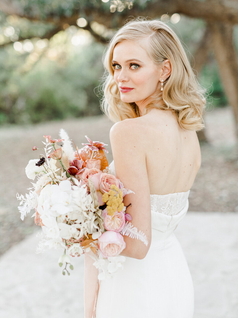 colorful bride with florals