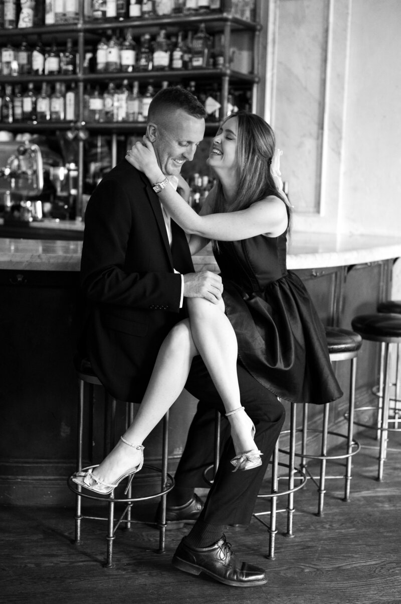 Engagement session in Vintage Lounge Bar in Charleston, SC