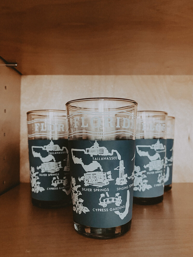 glass cups with panama city illustrations