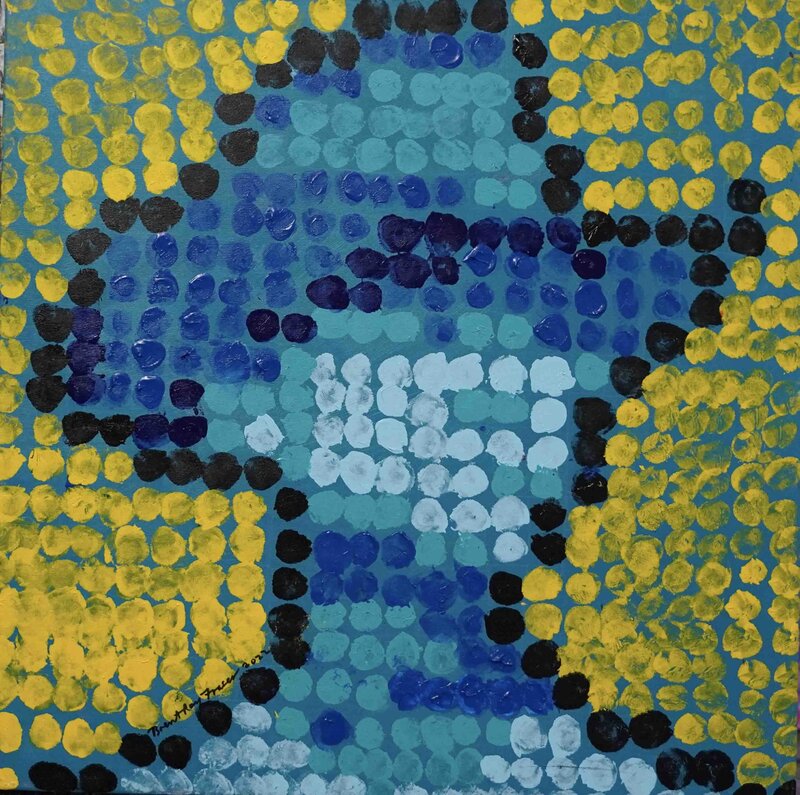 Brent Ray Fraser Painting Tip Pointillist Self Portrait 2023 - 09