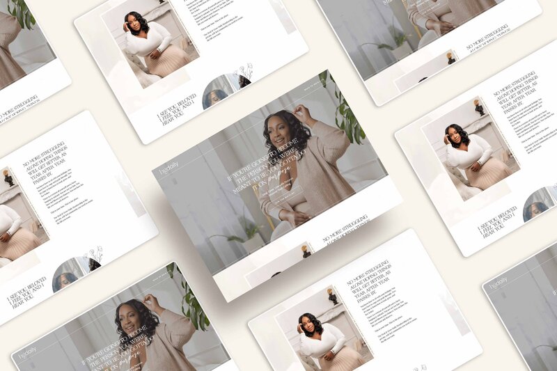 mockup of light and airy showit website for a life coach