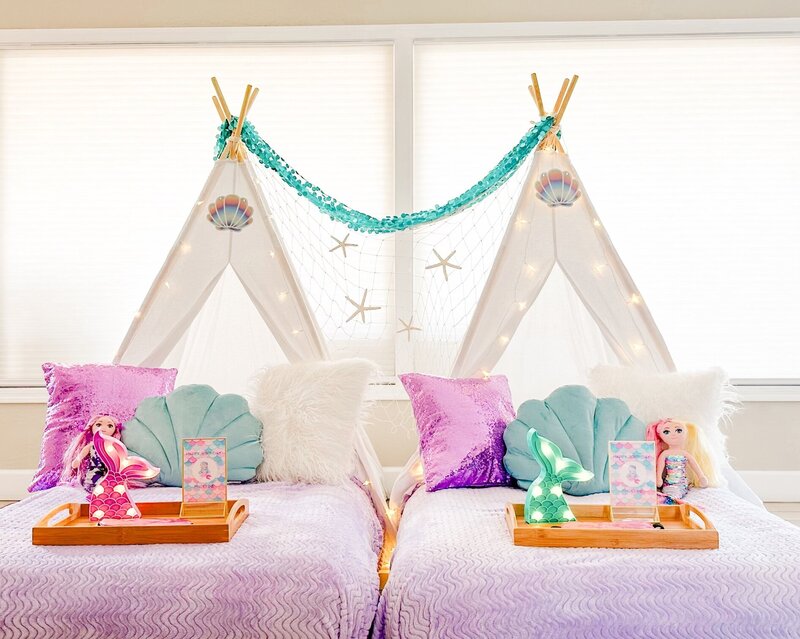 Teepee Sleepover Parties set up for families with the AZ Party Squad