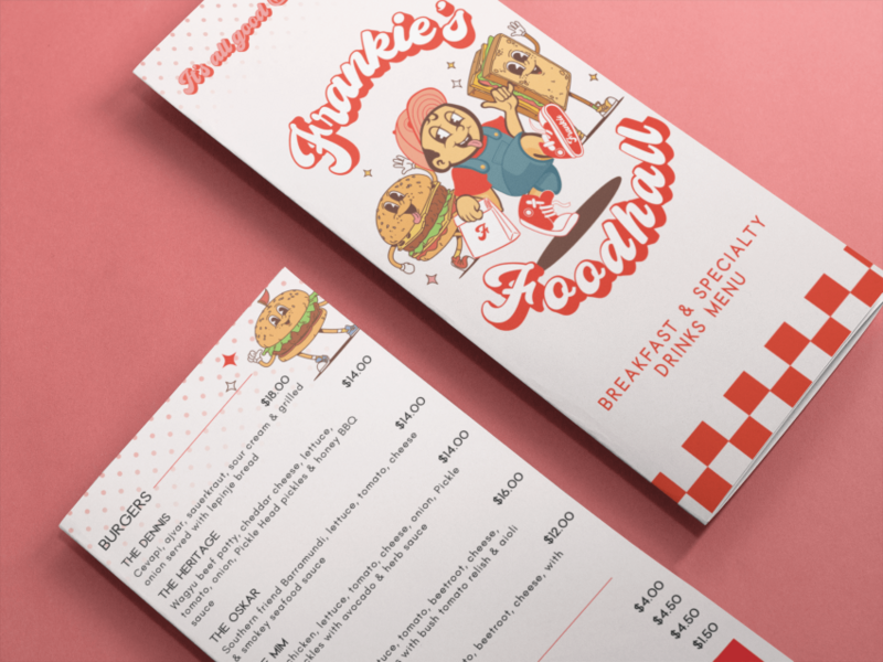 Frankie's Foodhall Menu, Branding Project by Leithal and Co