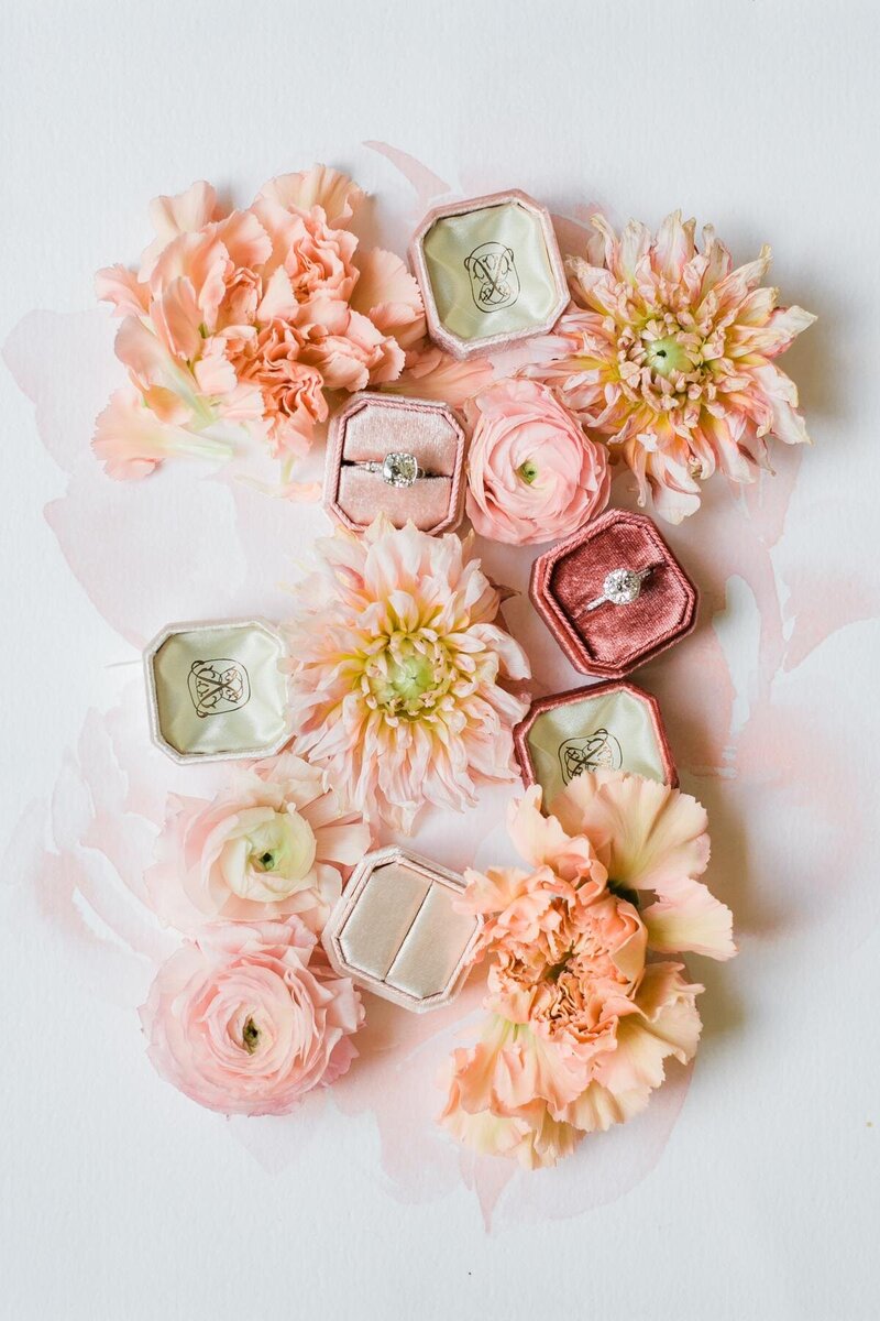 Ring box flatlay with florals