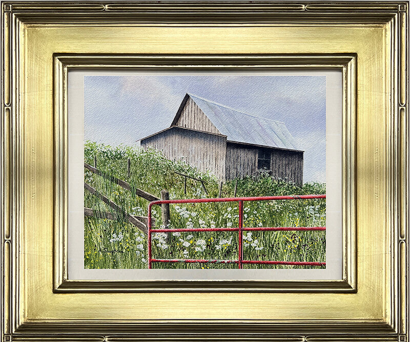 New Tin © Alan Shuptrine, watercolor, 10.75 X 14 inches, Frame OD 15.75 X 19.75 email