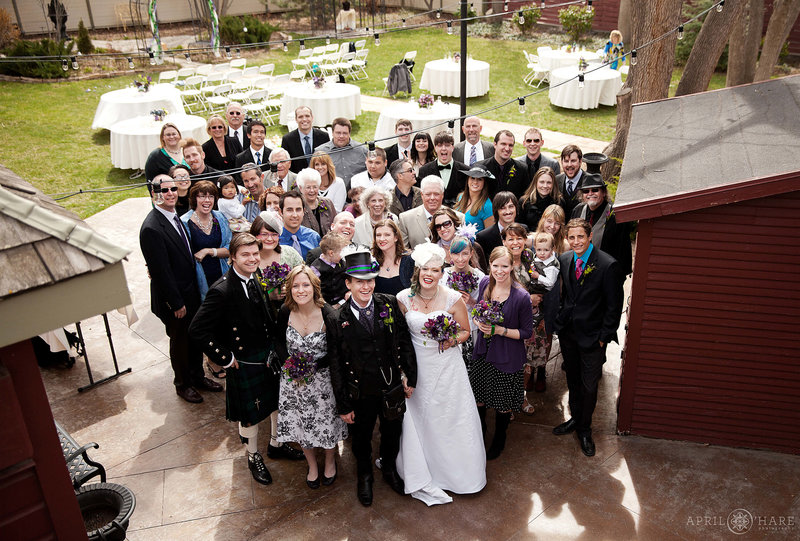Entire wedding photo on the back patio of McCreery House in Loveland Colorado