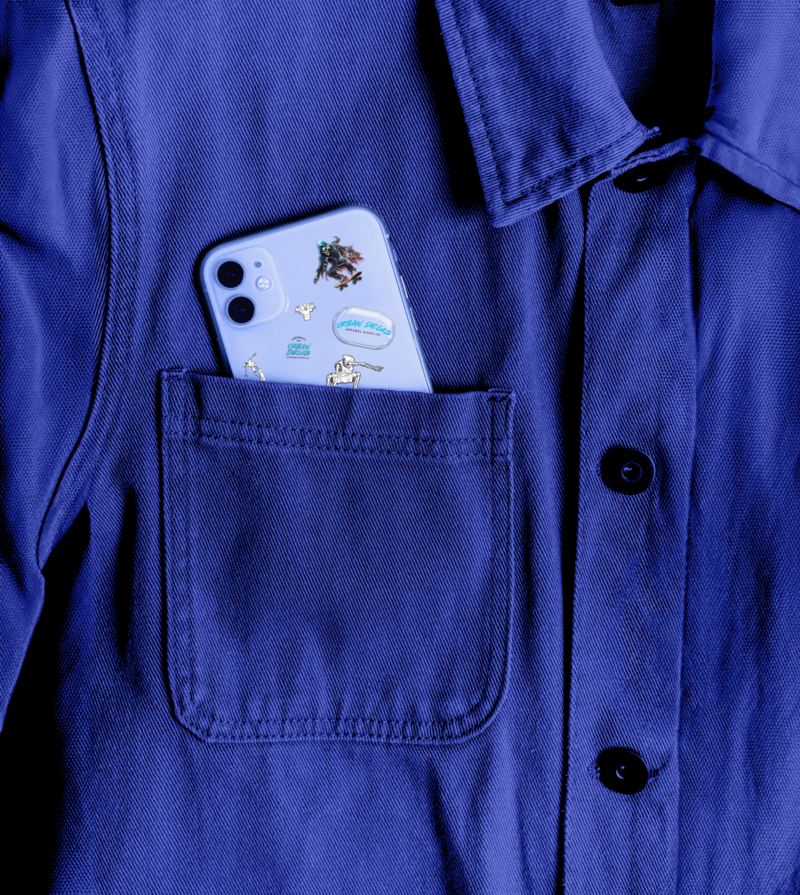 phone with 3D stickers mockup