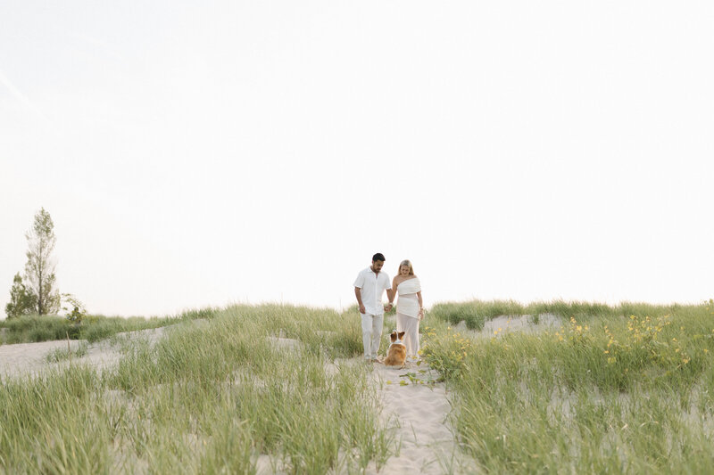 dog beach engagement session in michigan