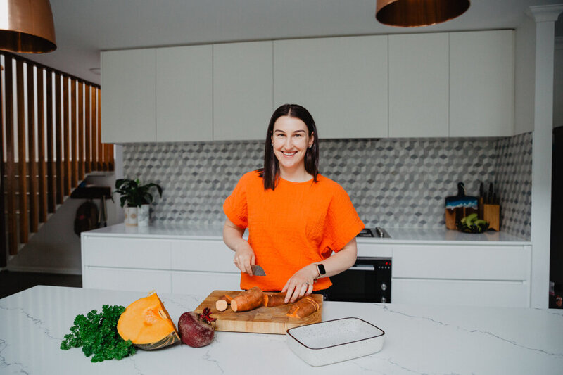 Jade Harman is a clinical Nutritionist, in her home in her kitchen, in Perth