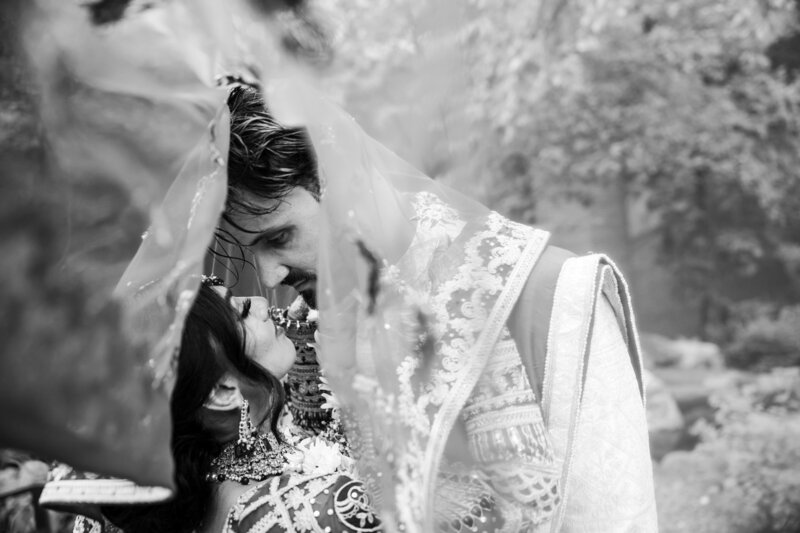 South Asian fusion wedding photos after Hindu ceremony.
