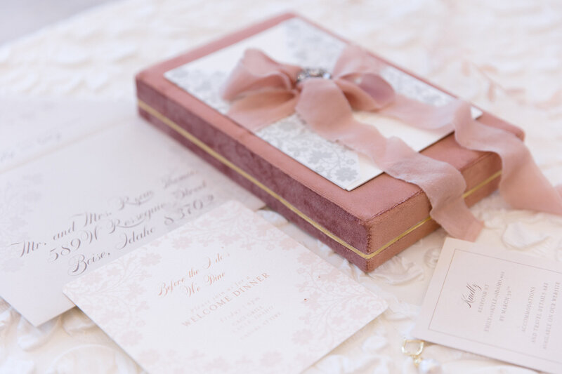 Pink stationery for Bespoke luxury branding  project