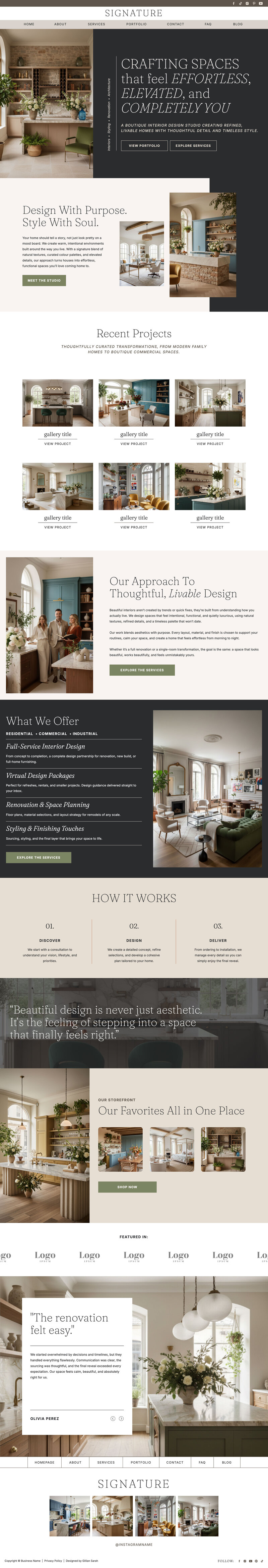 Signature Showit Website Template for Interior Designers
