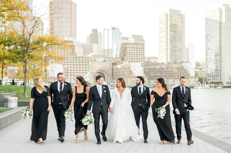 Boston Seaport wedding party photo