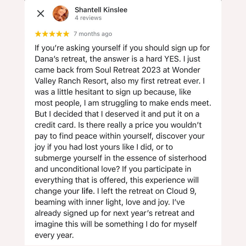 testimonial of soul retreat with dana haines