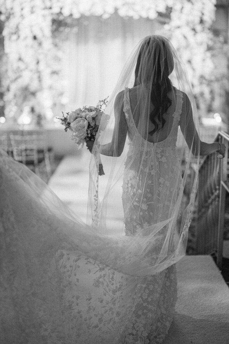 A bride walking down the aisle.