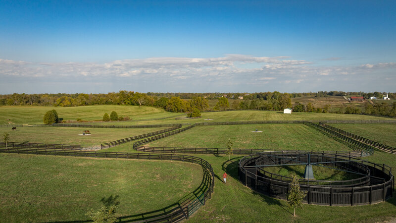 Blue Heaven Farm from the sky, images of rolling pastures.