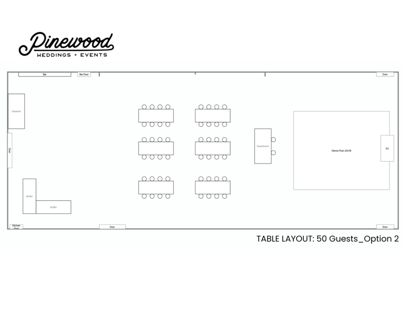 Pinewood Weddings and Events - Modern Wedding and Event Venue in Minnesota's Pine Forest - Talbe Layouts - 2