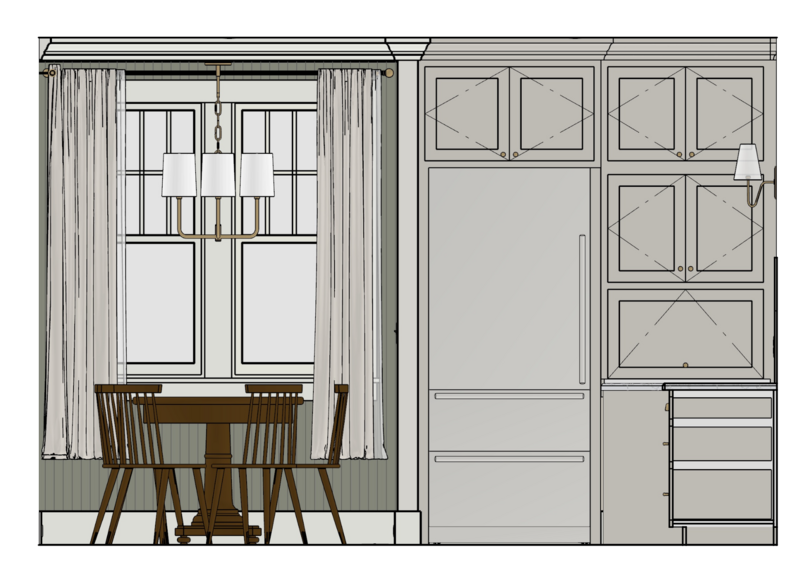 The Cherrystone Farmhouse project centers on a luxurious kitchen remodel, blending modern amenities with a respect for the home’s rich, 100-year-old history. With an elevated farmhouse aesthetic, the design incorporates a soothing palette of earth tones—sage green, greige, and natural wood grain—punctuated by classic brass accents that add a touch of timeless elegance. Interior design by Kristina Anne Designs. Luxury kitchen design.