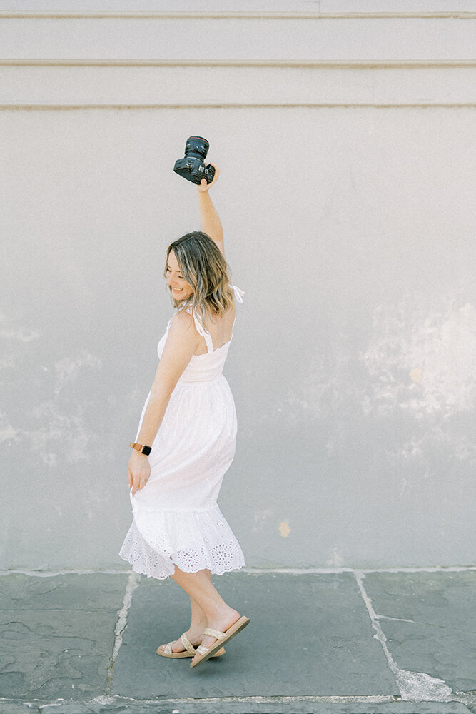 girl spinning with camera