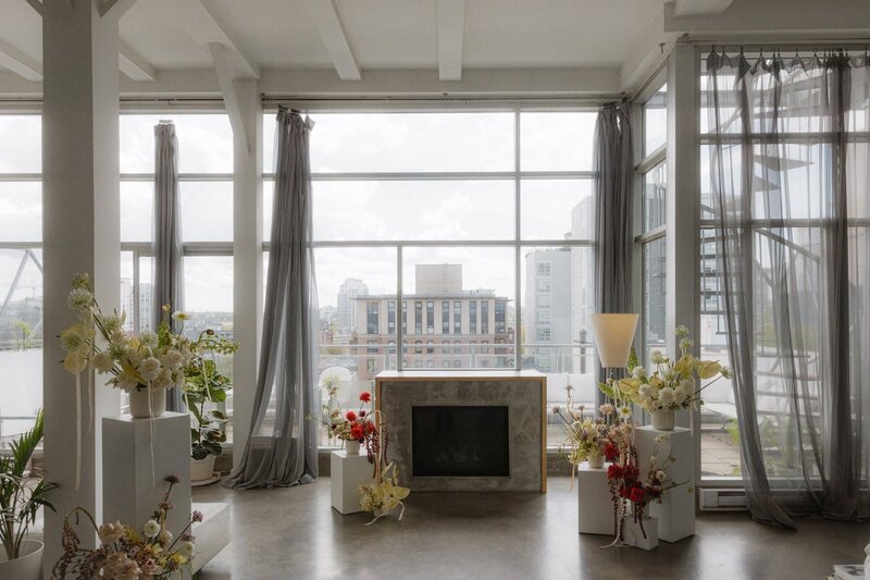 ceremony setup at a modern penthouse loft in vancouver