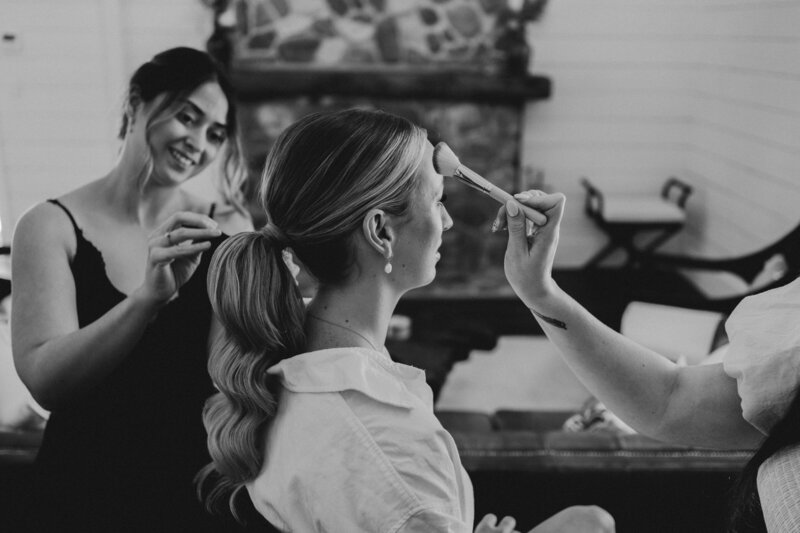 Team doing hair and makeup at Kwila Lodge, Gold Coast