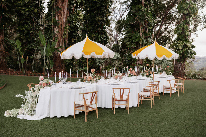 wedding reception round tables in sunset ranch fern garden