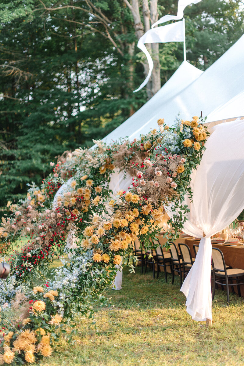 indiana wedding tent with flowers