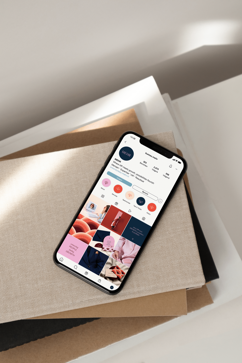 Instagram ontwerp voor Mehr Advies op telefoon