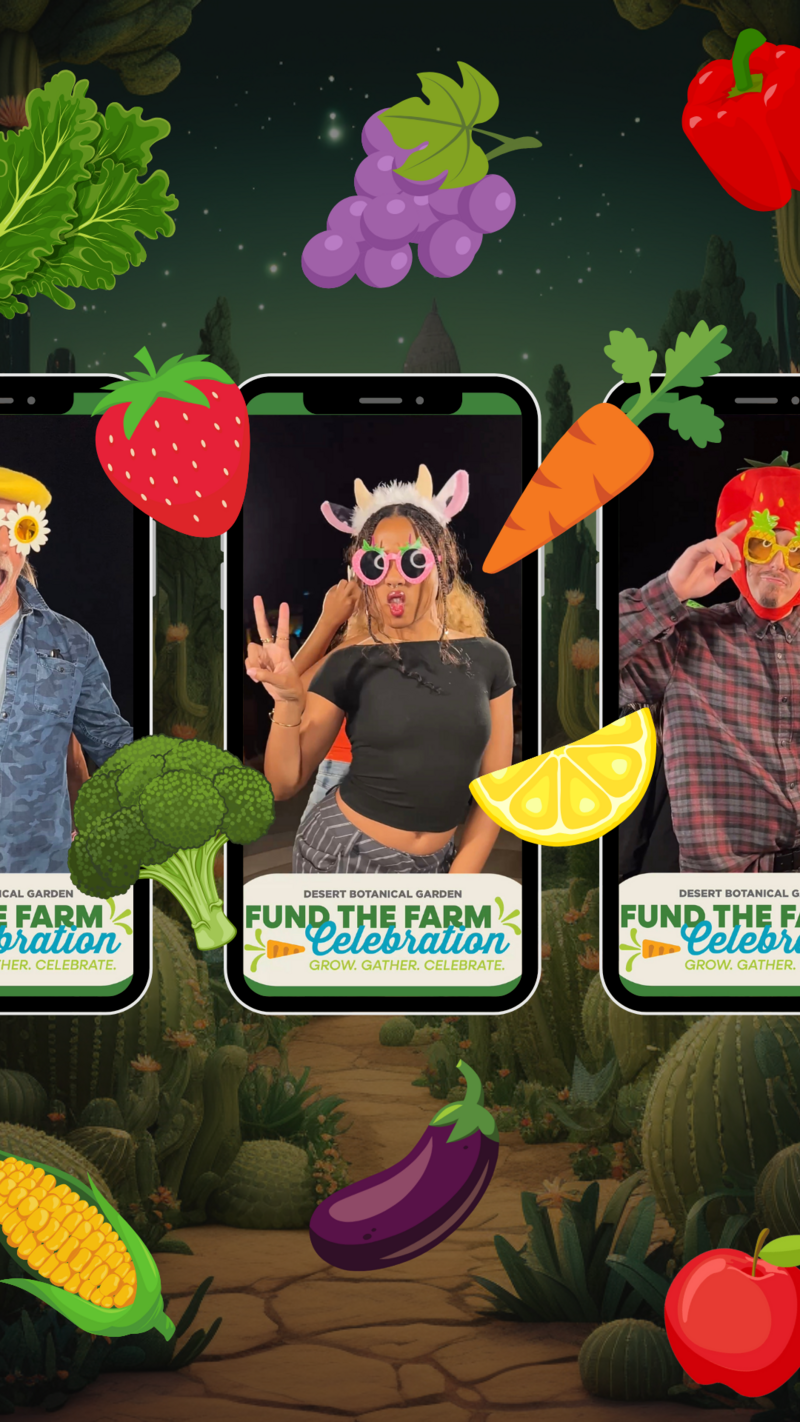 Group of women posing with playful props in front of a rustic western-themed backdrop and “Off The Record” sign, captured by MISGIF’s custom photo booth at a corporate or community event in Phoenix, Arizona