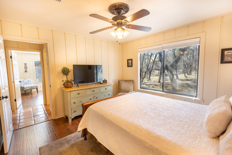 Bedroom in hotel cottage suites in wimberley texas