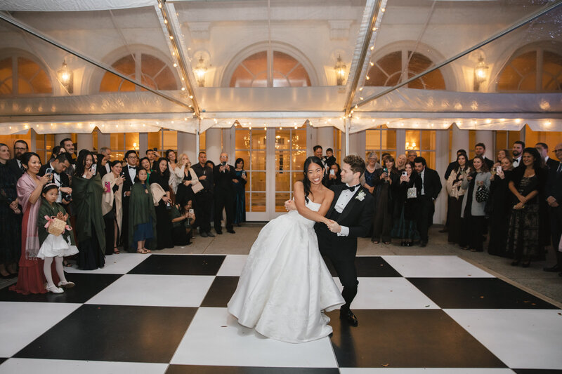 Wadsworth Mansion Wedding Black and White Checker Dance Floor