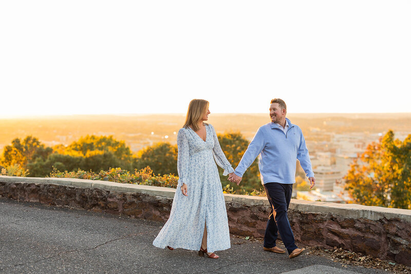 Couple posing for outdoor engagement session photo in Birmingham