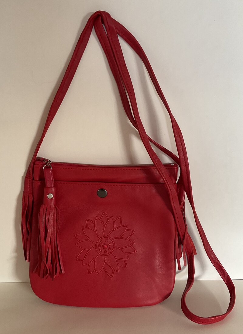 Sac Cuir en Bandoulière Tournesol ROUGE