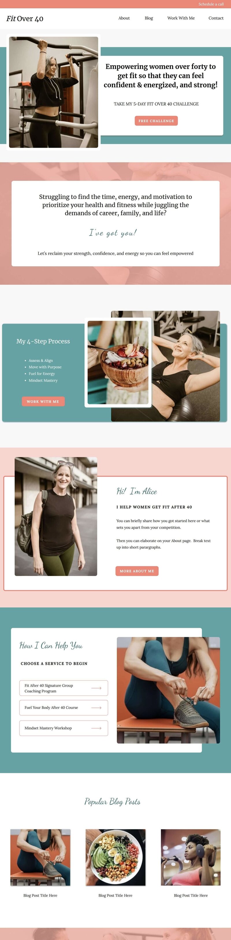 Preview of home page of showit template Lily Anne