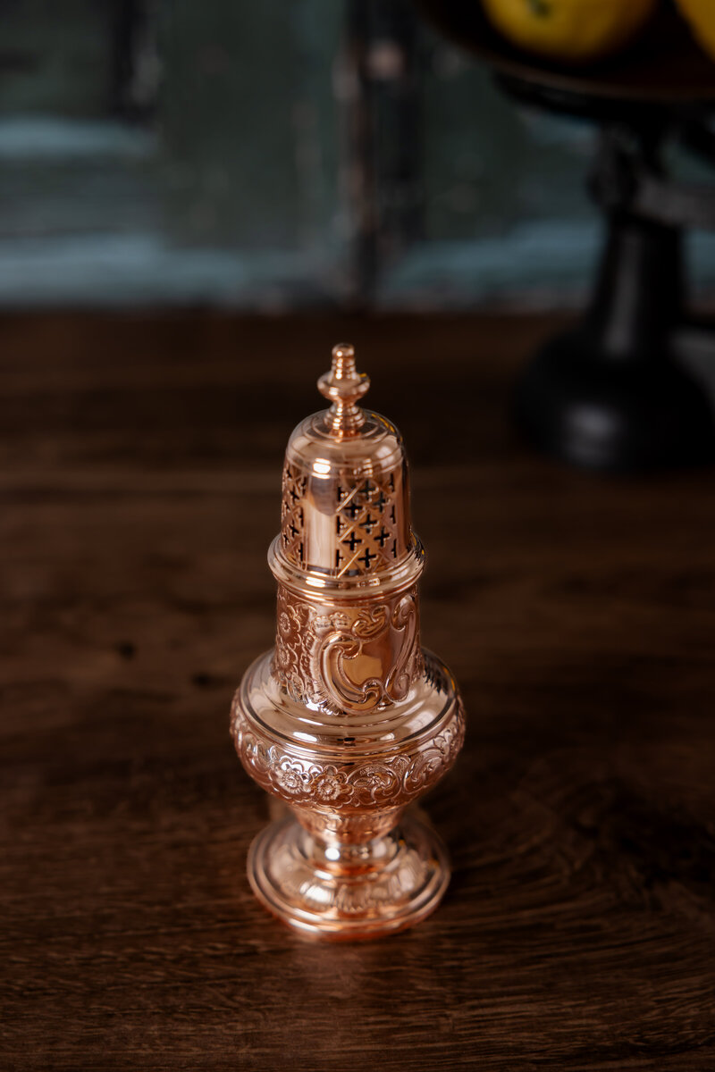 Antique English Embossed Muffineer 