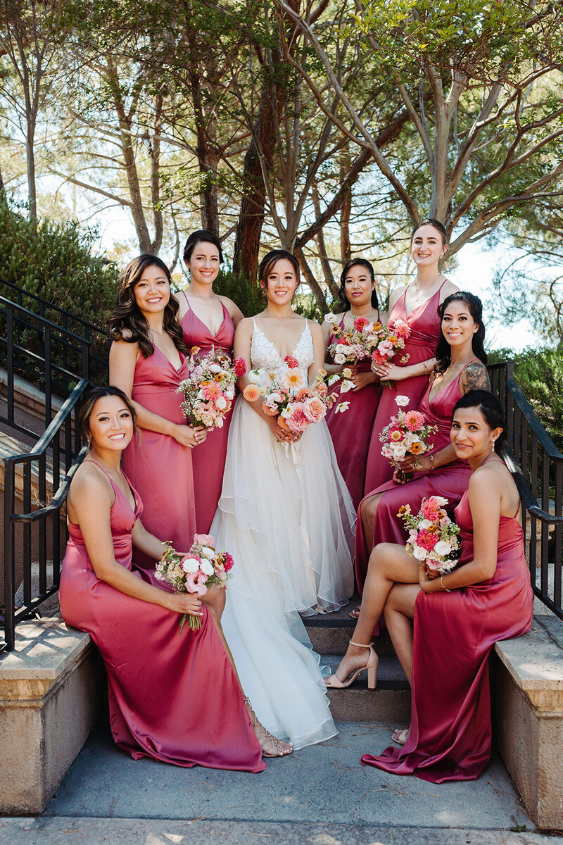 bride and bridesmaids at san jose country club