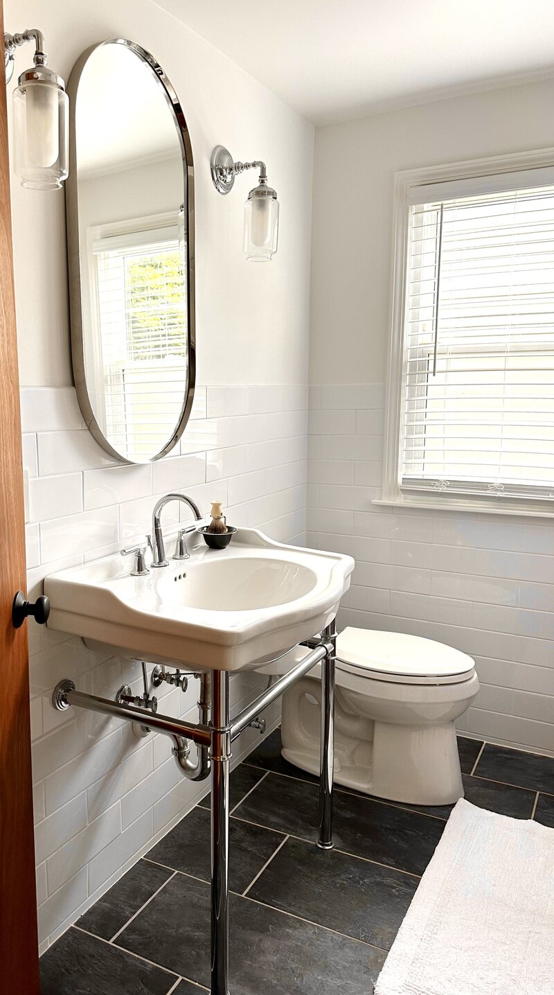 Atlanta Based Interior Designer e-design modern traditional bathroom renovation