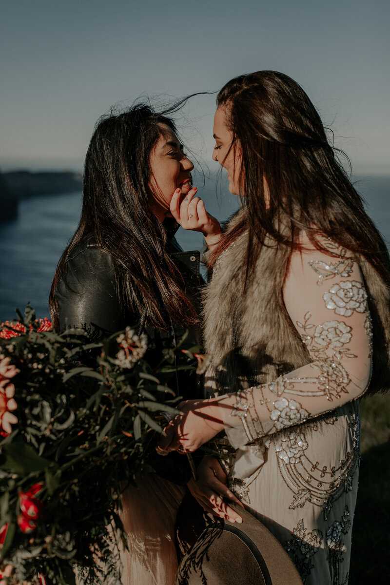 brides kissing at their elopement
