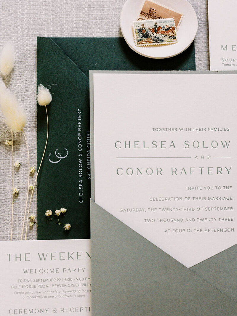 Modern Letterpress Pocket Invitation